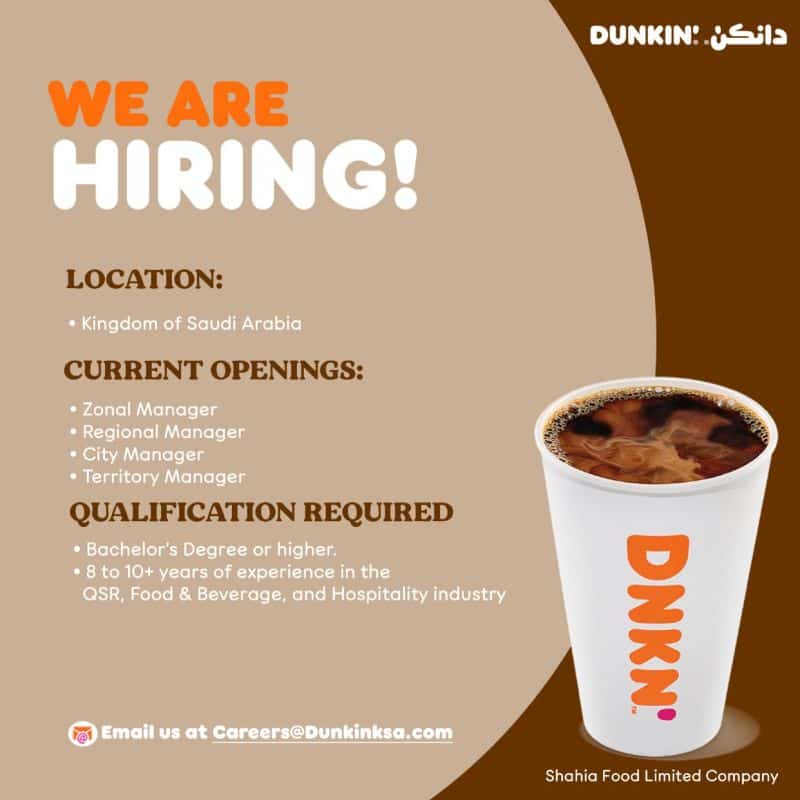 Saudi Arabia Jobs | Dunkin Hiring Staff now 