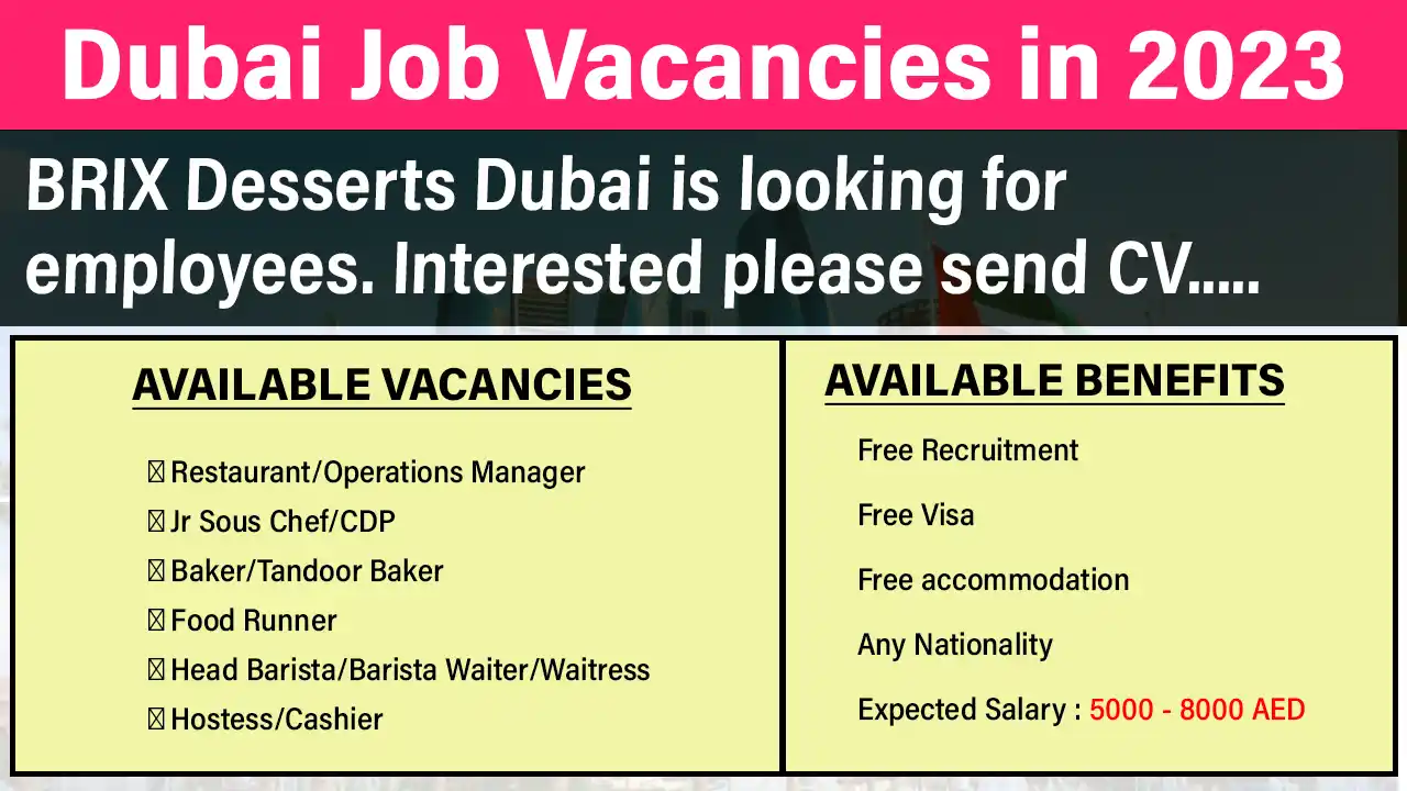 BRIX Desserts Dubai Job Vacancy 2023