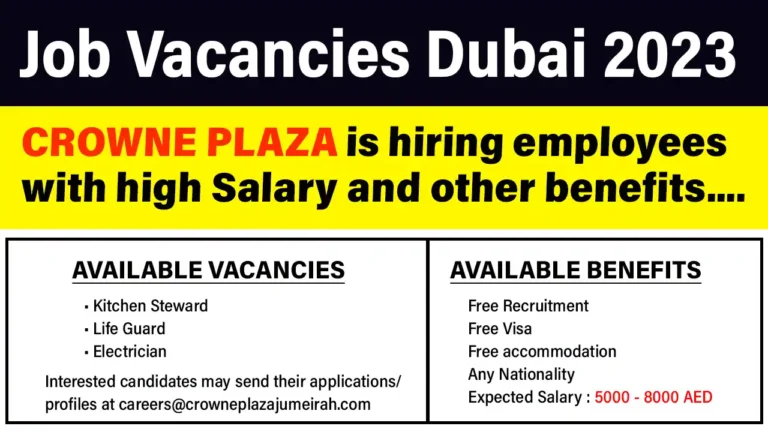 Crowne Plaza Dubai Job Vacancies in 2023