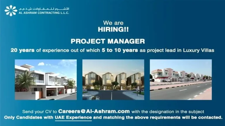 Al Ashram Contracting LLC Dubai Jobs 2023