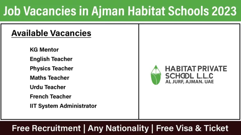 Job Vacancies in Ajman Habitat School 2023