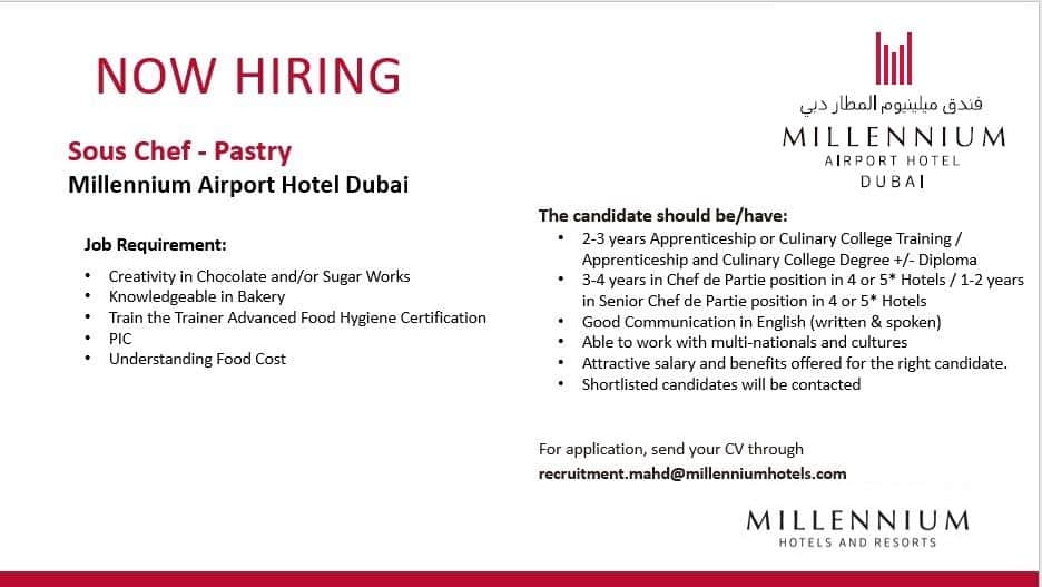 Millennium Airport Hotel Dubai Recruitment 2023