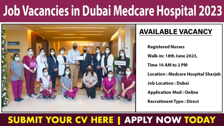 Job Vacancies in Dubai Medcare Hospital 2023