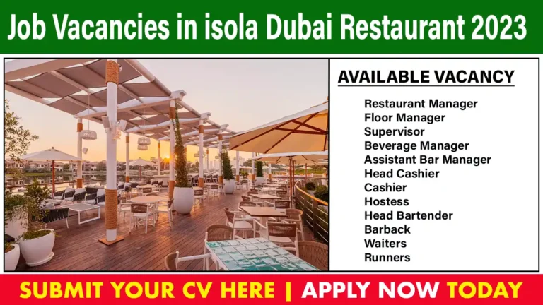 Job Vacancies in isola Dubai Restaurant 2023