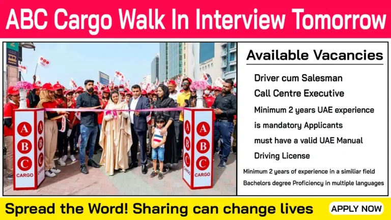 ABC Cargo Walk In Interview Tomorrow