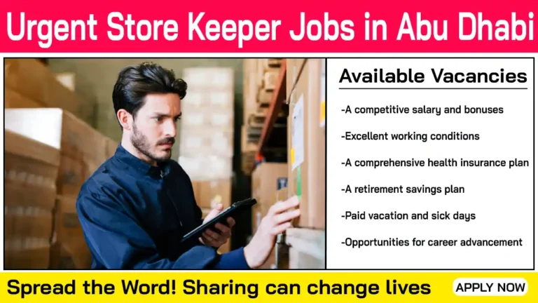 Urgent Store Keeper Jobs in Abu Dhabi