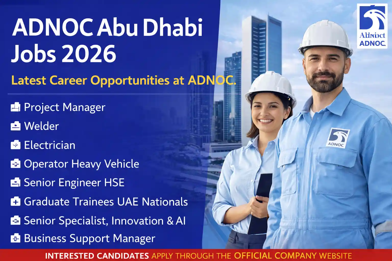 ADNOC Abu Dhabi Oil and Gas Jobs