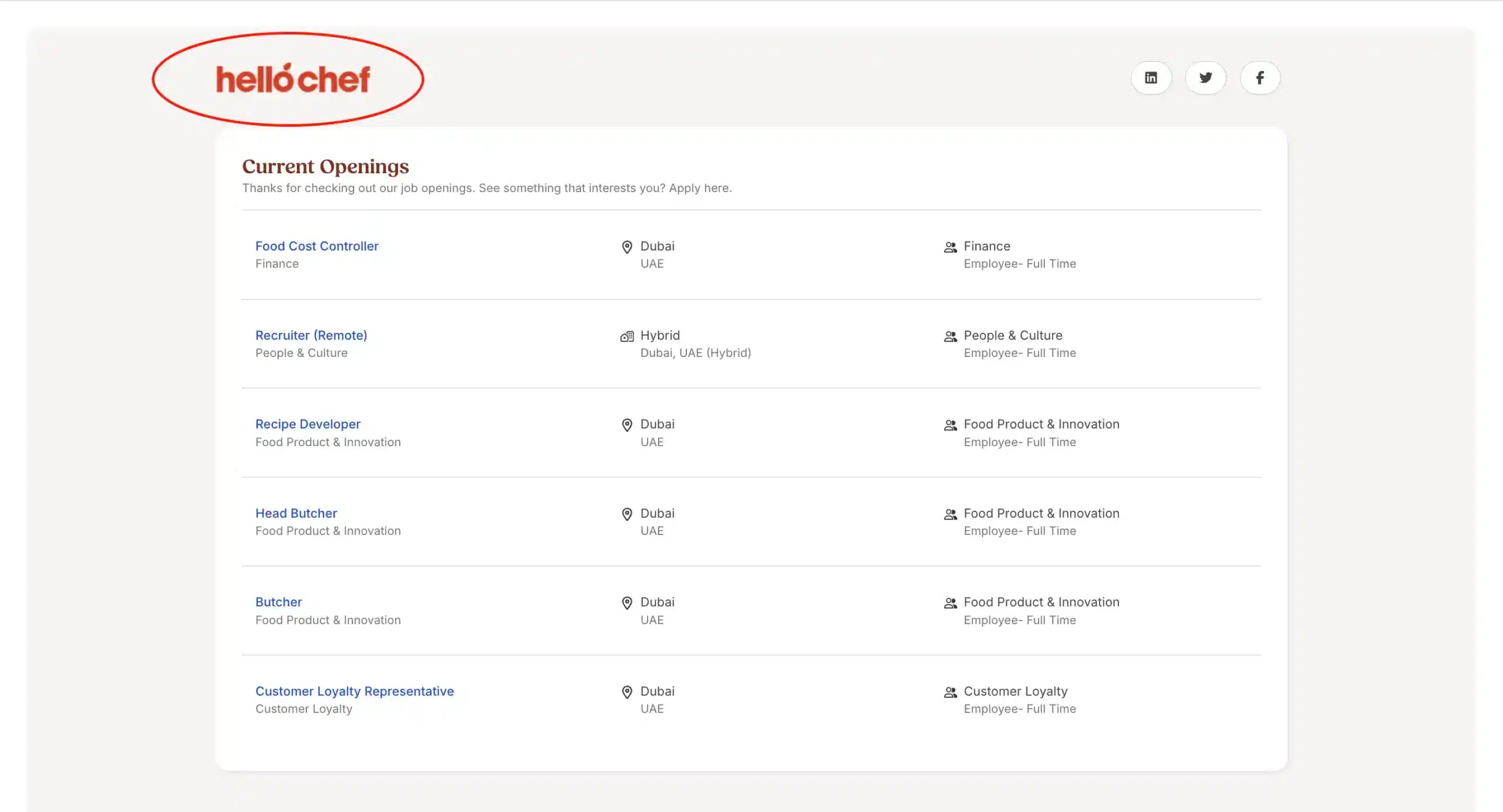 Hello Chef Dubai Careers 2026