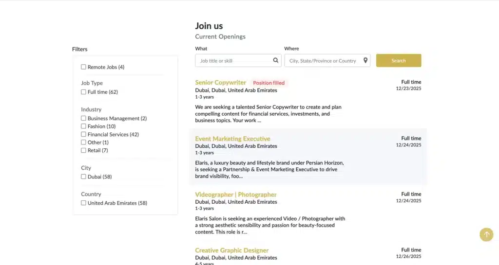 Persian Horizon Dubai Careers 2026